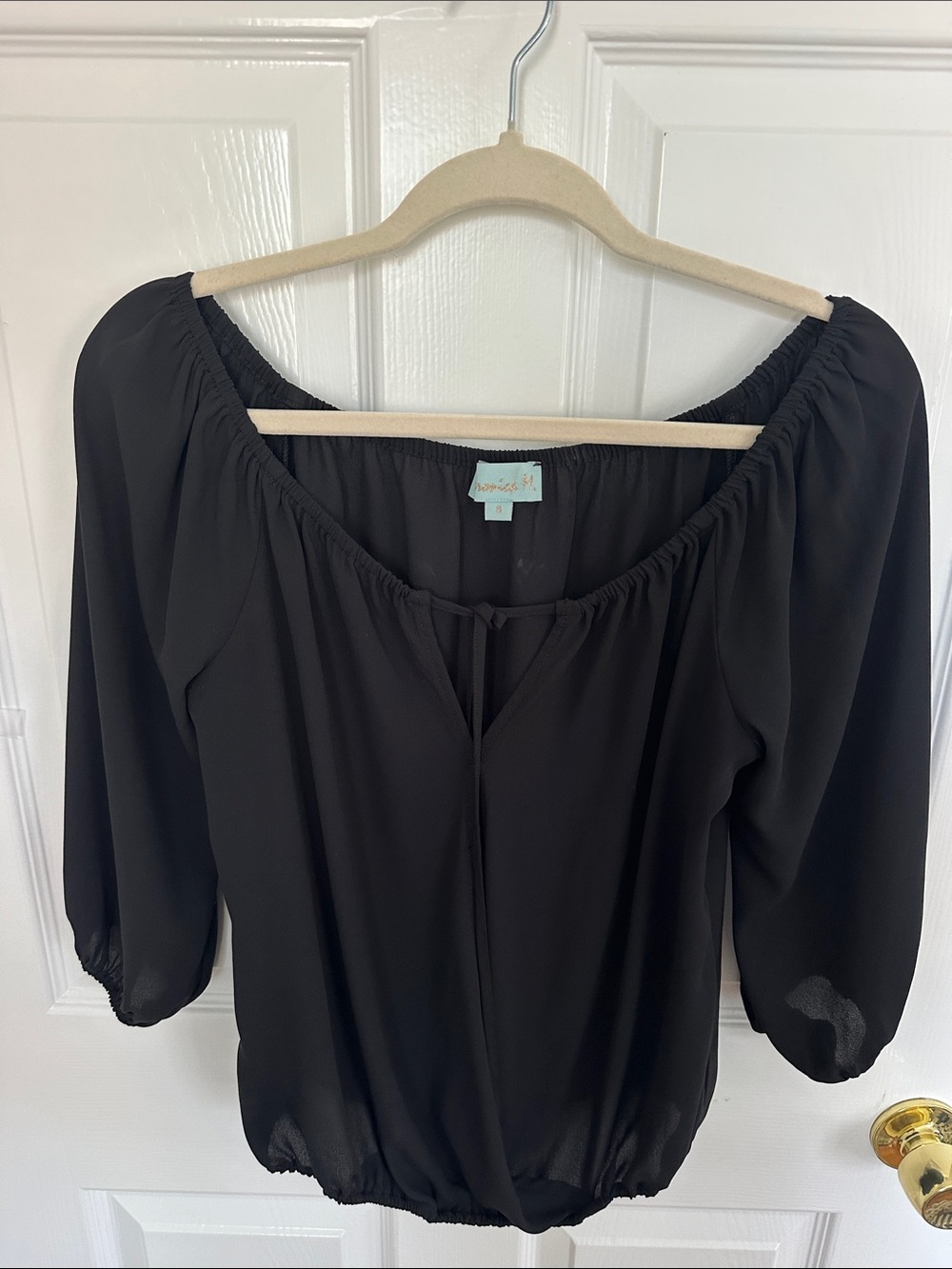 Veronica M Black Off-Shoulder Peasant Blouse - Brand: